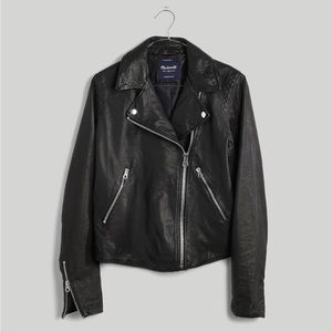 Authentic Madewell Washed Leather Motorcycle Jacket Black XS